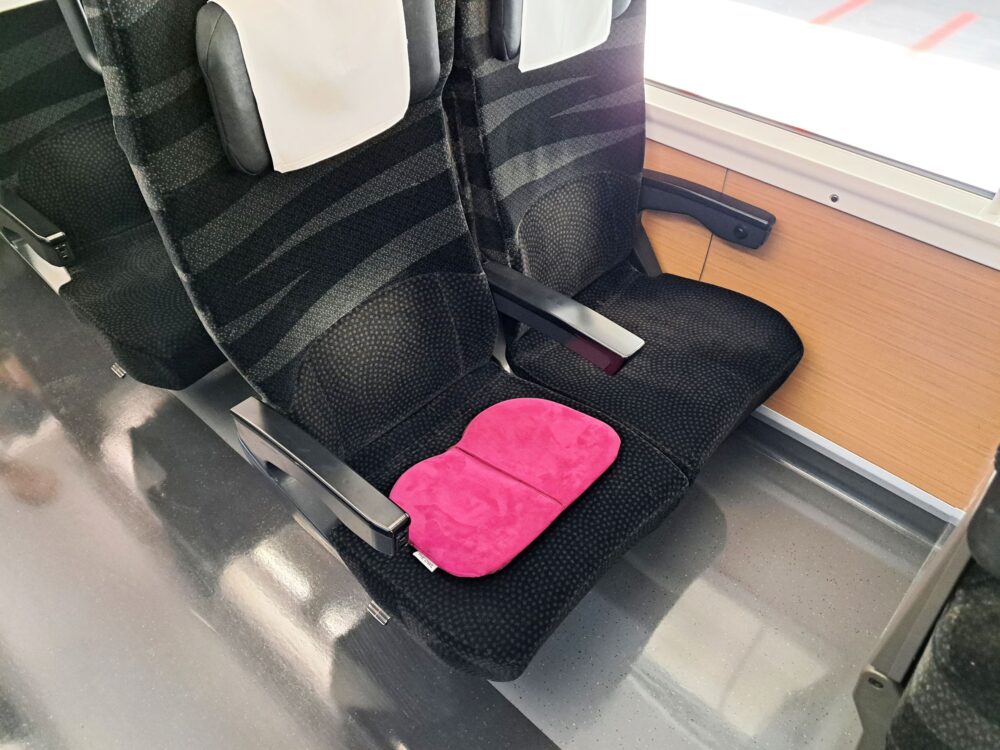 エクスジェル　ザ・アウルコンパクトを特急電車の座席で使用