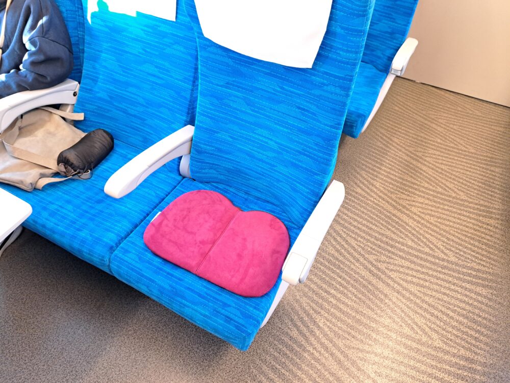 エクスジェル　ザ・アウルコンパクトを新幹線車の座席で使用